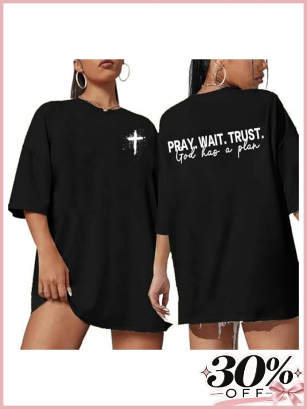 Oversized Christian Graphic Tee for Women - Soft Cotton Blend Crew Neck Shirt